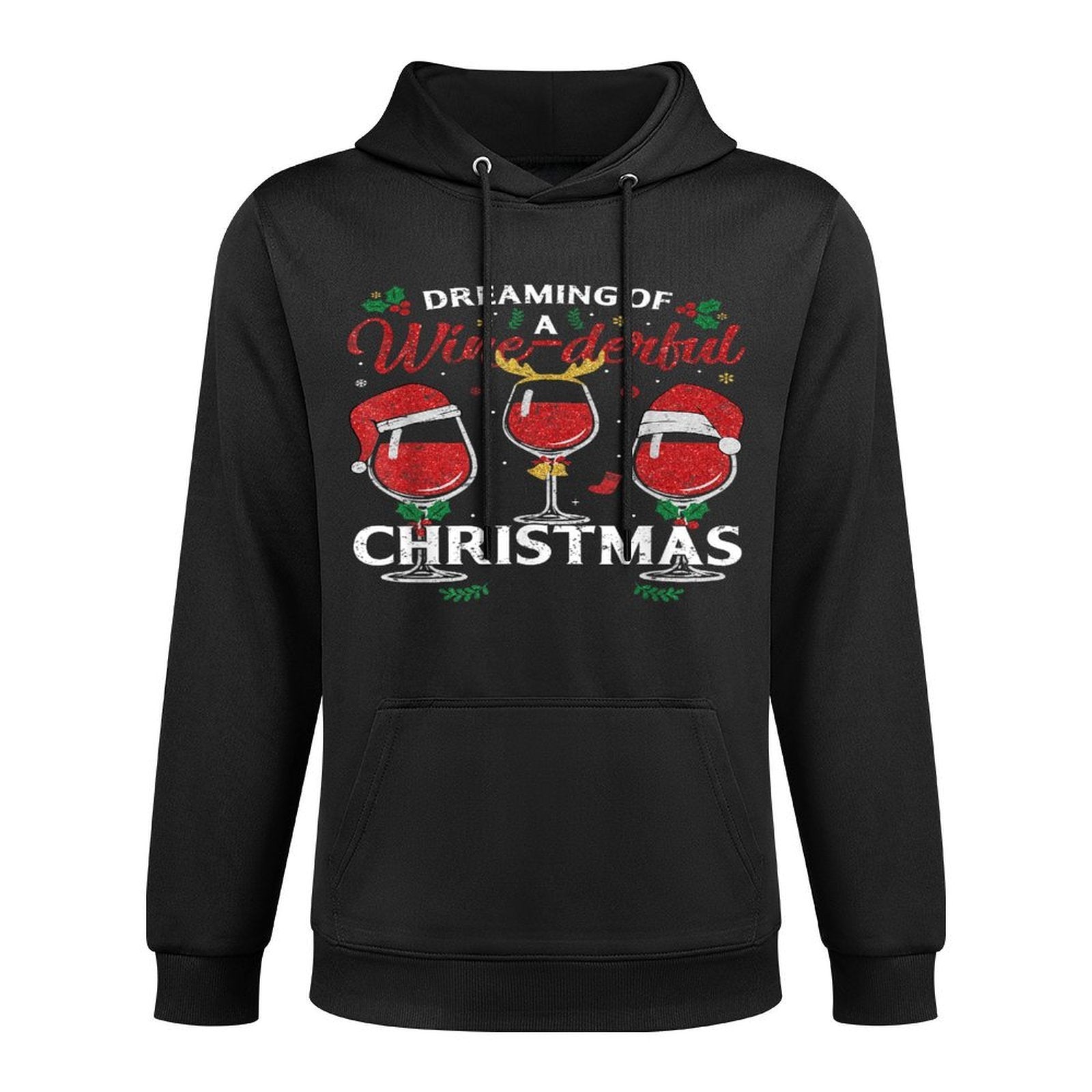 Dreaming of A Wine-derful Christmas Funny Holiday Wine Xmas Casual Wear Hoodie