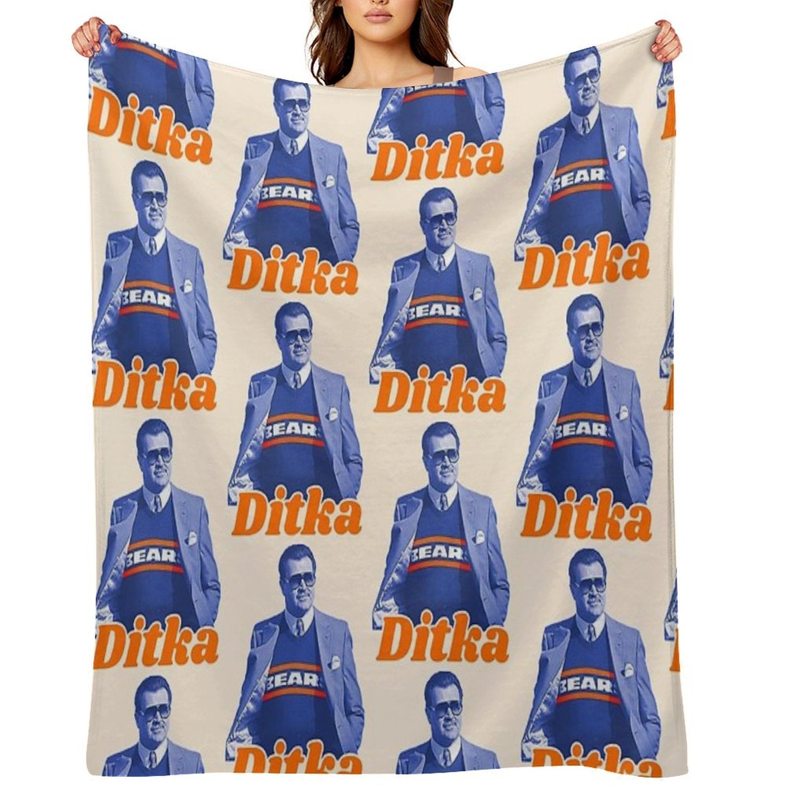 Retro Mike Ditka ))(( Bears Sideline Cool Travel-friendly Throw Blanket