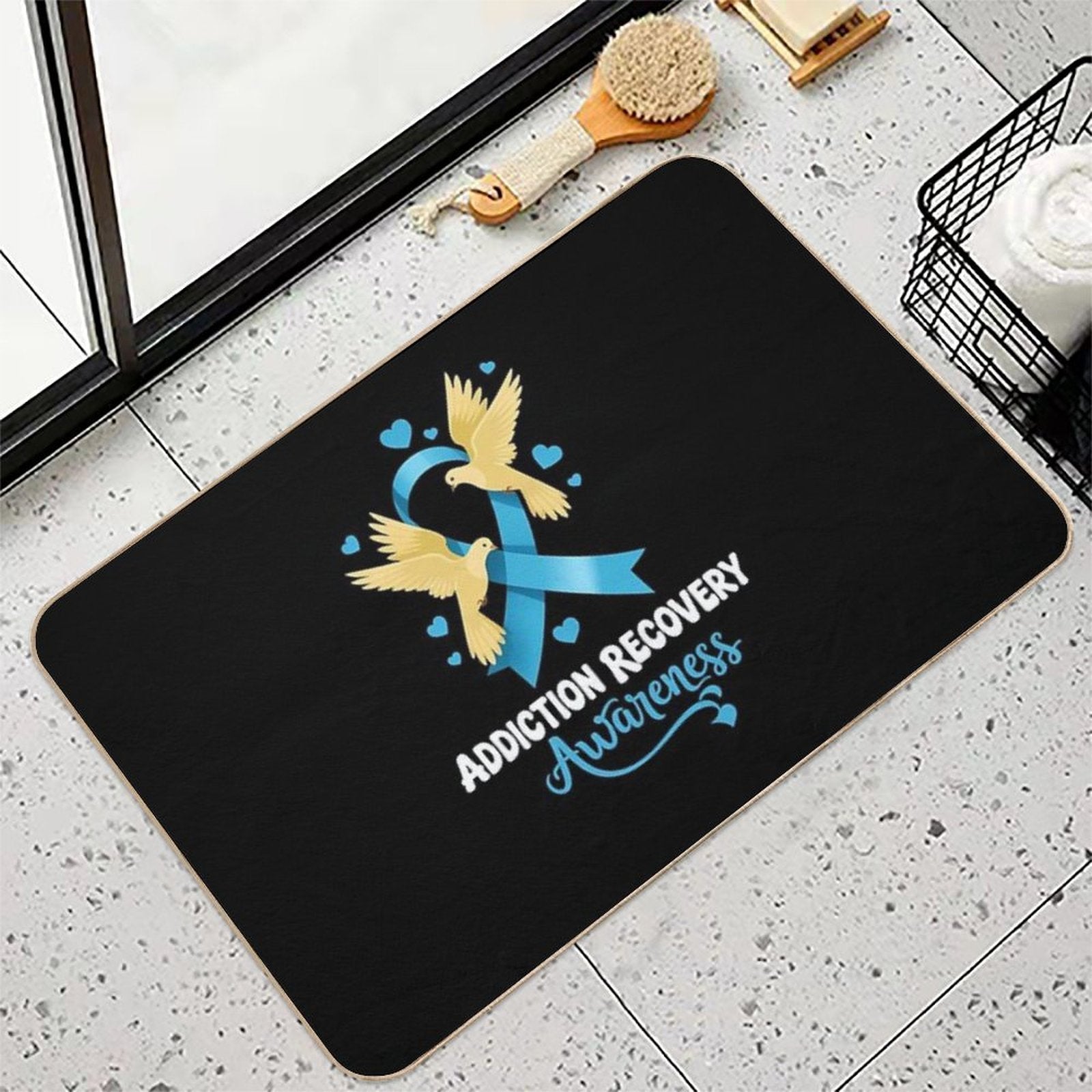 Addiction Recovery Awareness Bird  Easy To Clean Bath Mat