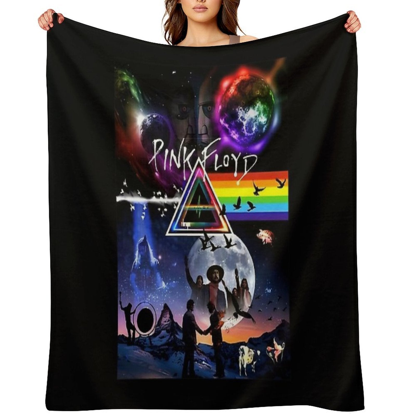 Pink Floyd Collage - Zea Shrink-resistant Throw Blanket