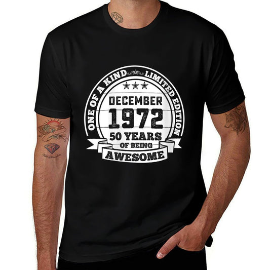Womens December 1972 50th Birthday Gift 50 Years Of Being Awesome  Vintage-inspired T-Shirt