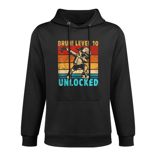 10 Year Old Birthday Dabbing Boy Bruh 10th Level Unlocked Kangaroo Pocket Hoodie