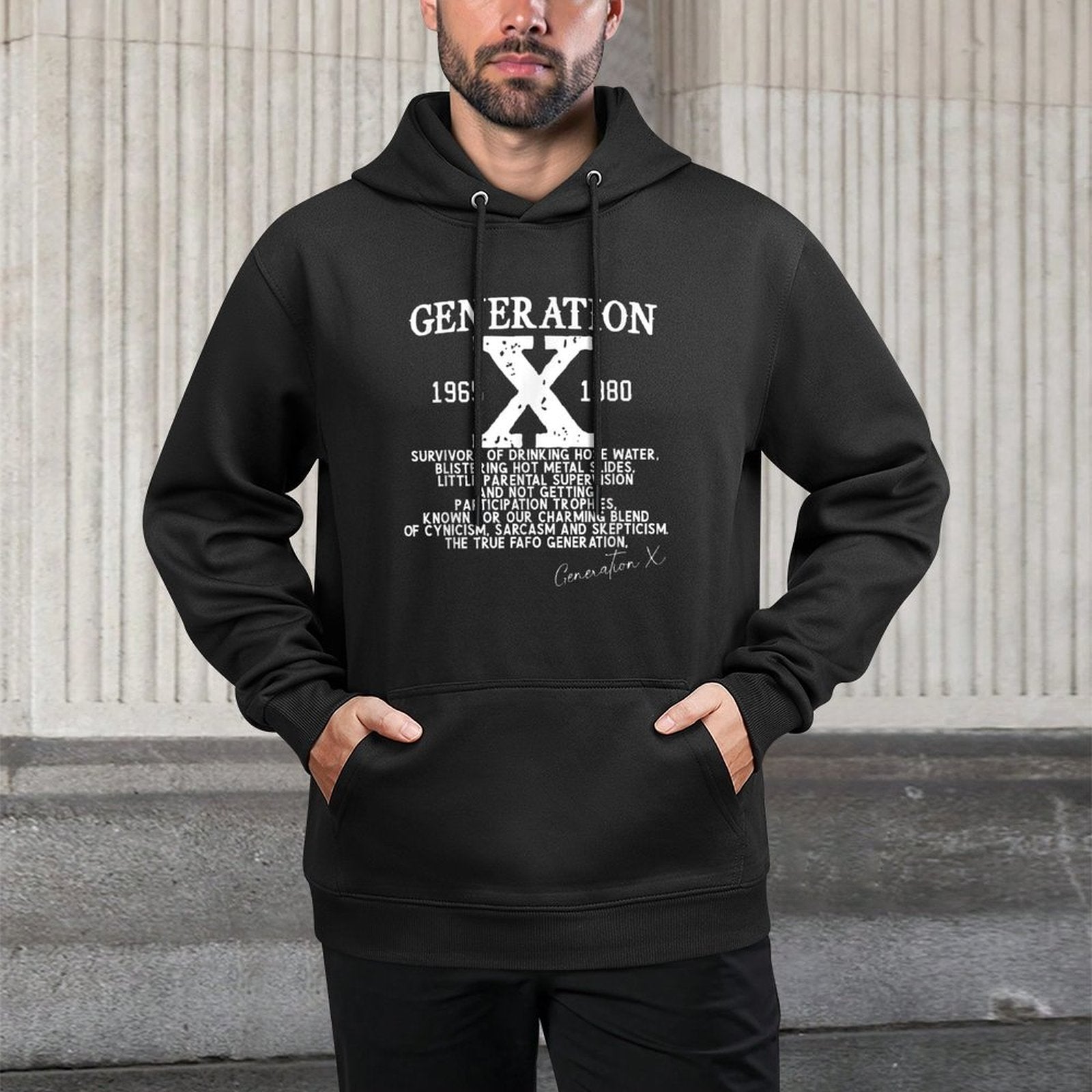 Proud Gen X 1965 to 1980 Vintage Generation X All-Day Comfort Hoodie