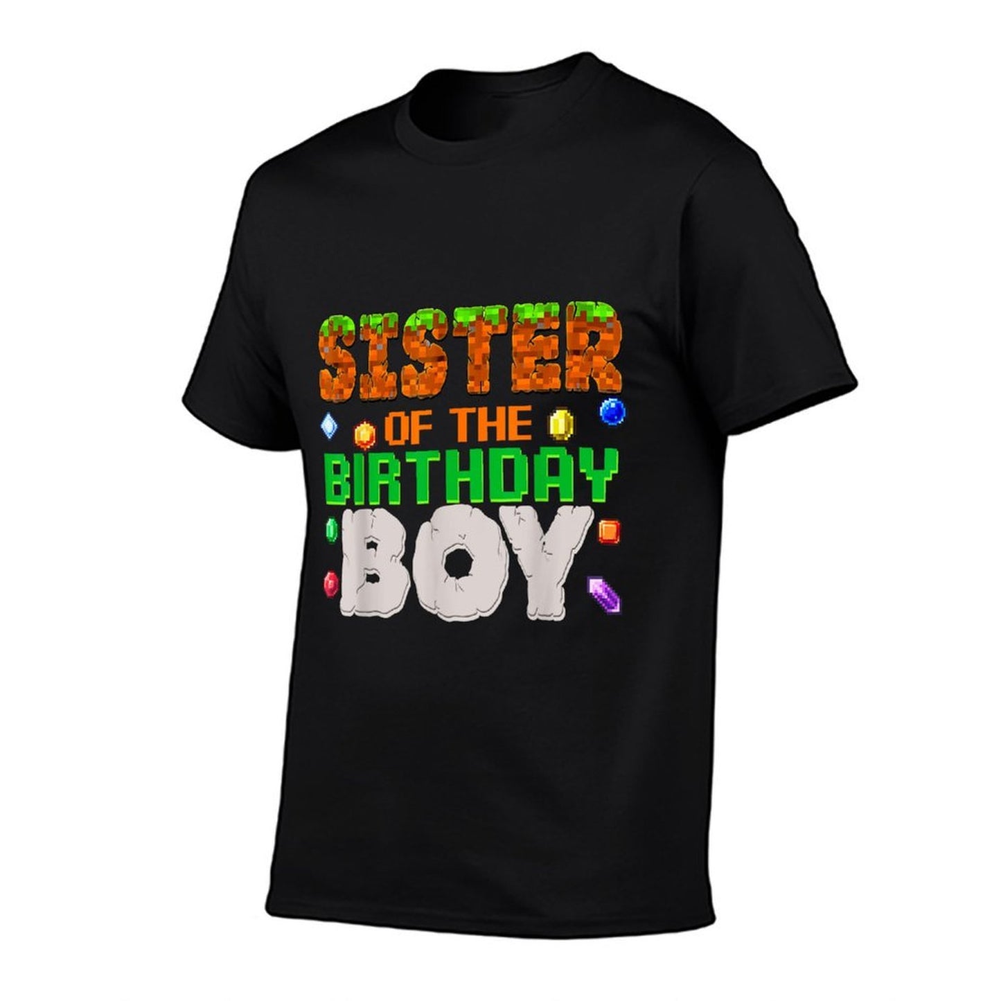 Sister Of The Birthday Boy Video Gamer Pixel Number  Cotton T-Shirt