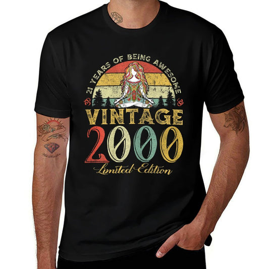 Womens Vintage 2000 Sunset 21 Years Old Witch 21st Birthday Gift  Easy-care T-Shirt