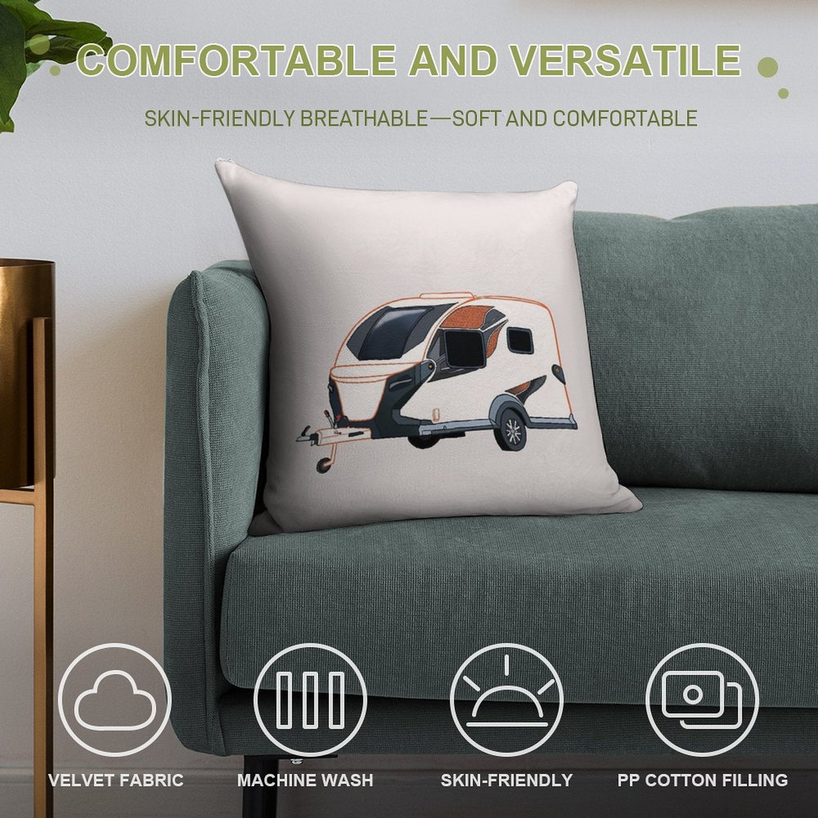 BASE CAMP Caravan with Honeycomb Pattern Soft Warmth Comfort Throw Pillow