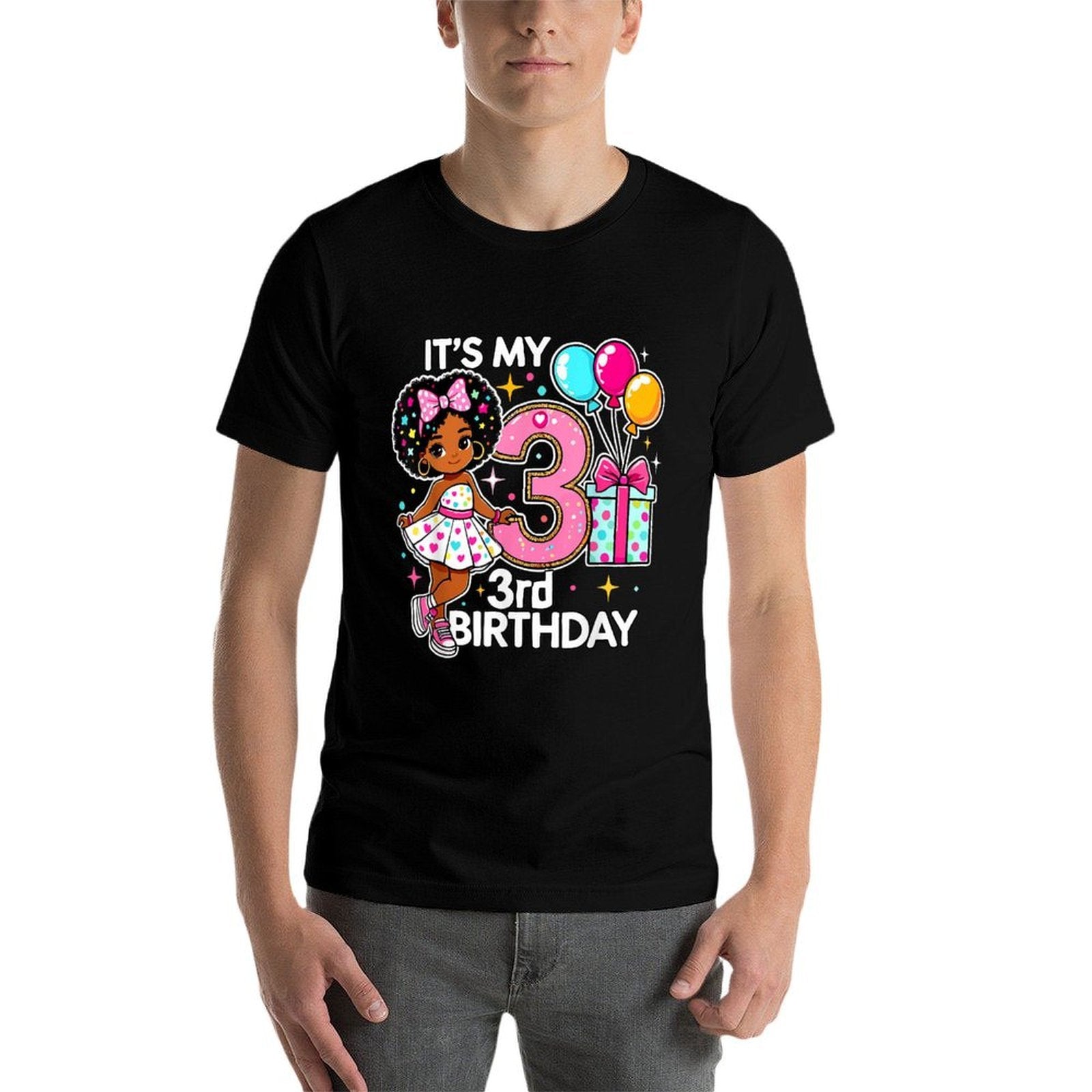 My 3rd Birthday African American Cute Girl Three Year Old  Lightweight T-Shirt