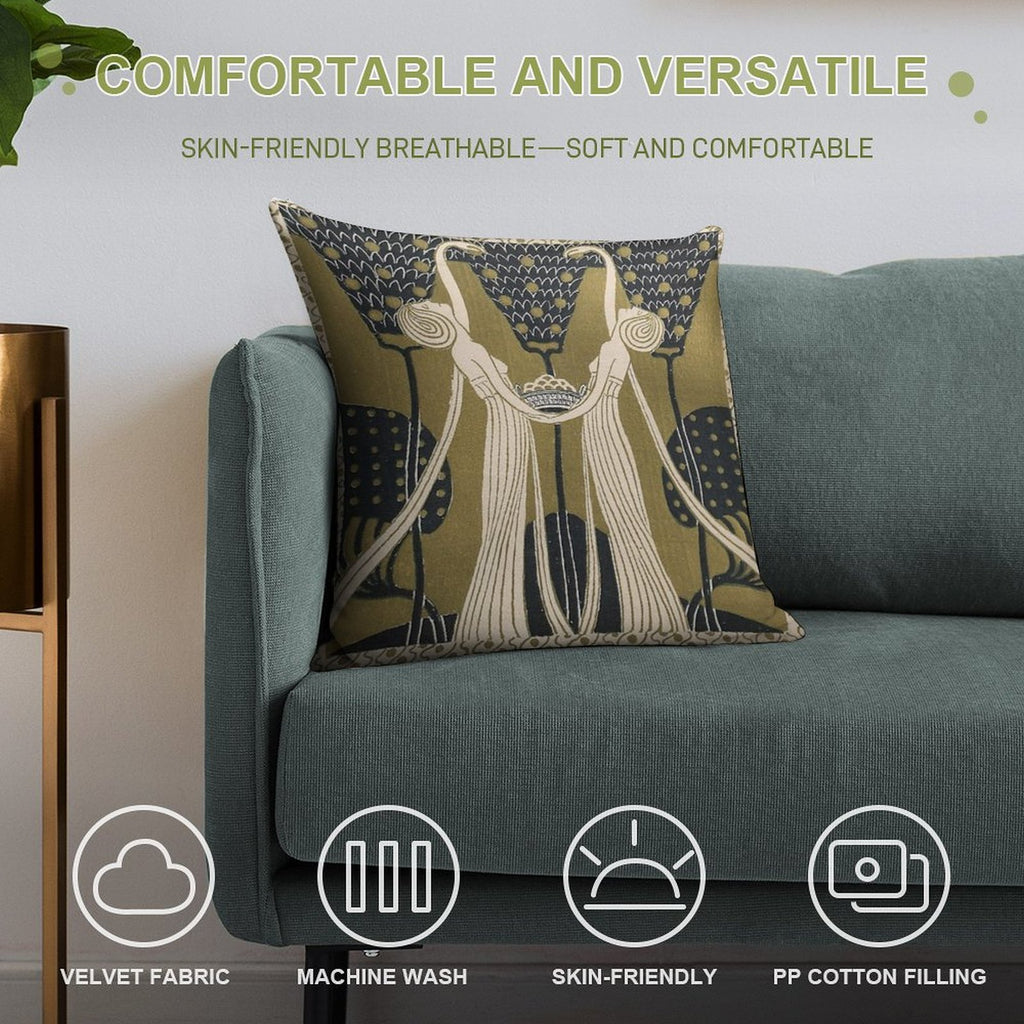 Art Nouveau Women Soft Durable Construction Throw Pillow
