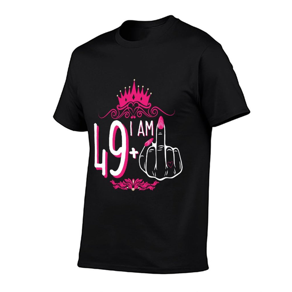 I Am 49 Plus 1 Middle Finger Pink Crown Women 50th Birthday  Polyester Blend T-Shirt