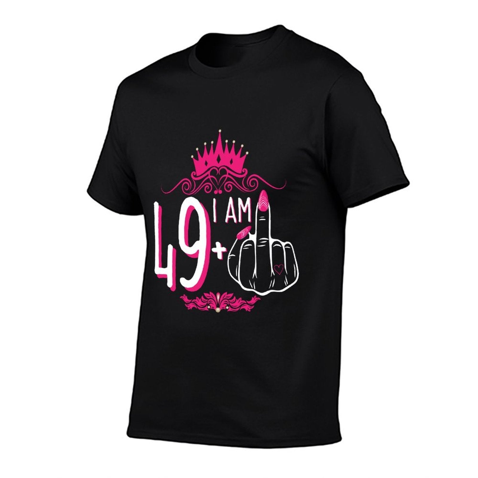 I Am 49 Plus 1 Middle Finger Pink Crown Women 50th Birthday  Polyester Blend T-Shirt