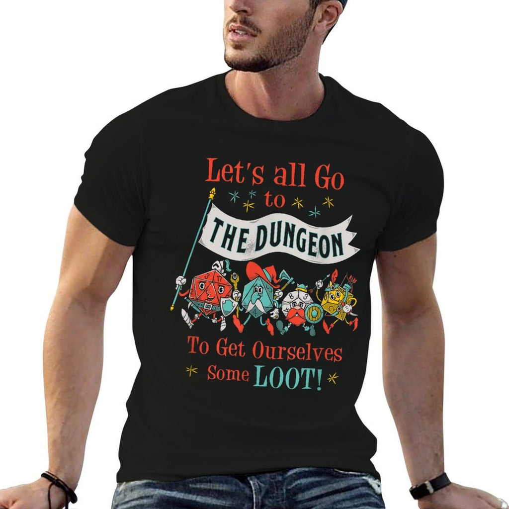 Lets Go To The Dungeon - Vintage Cartoon Fantasy Game Dice  Quick-drying T-Shirt