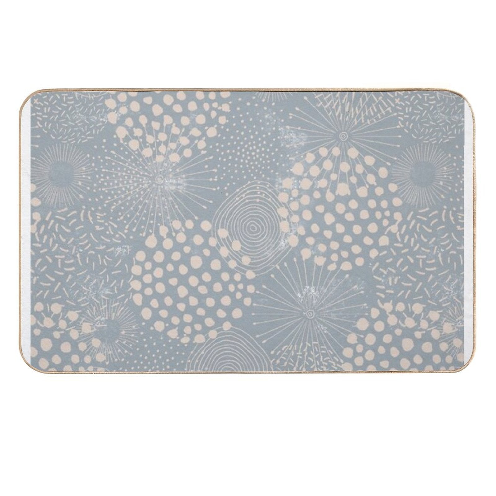 Blue  Abstract Geometric Repeat Pattern  Toxin-Free Bath Mat