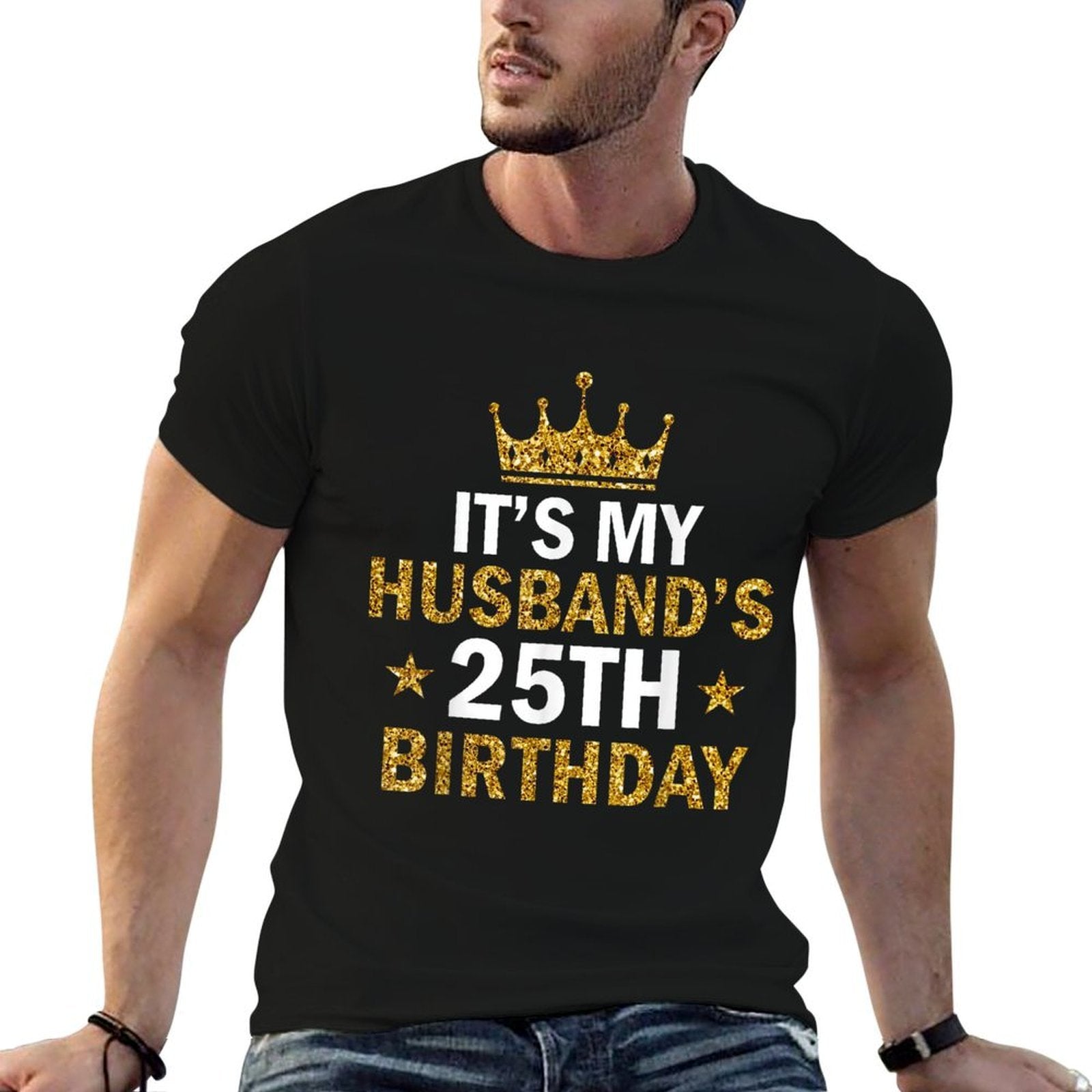 It's My Husband's 25 Year Old Birthday Couple 25th Birthday  Trendy Pattern T-Shirt