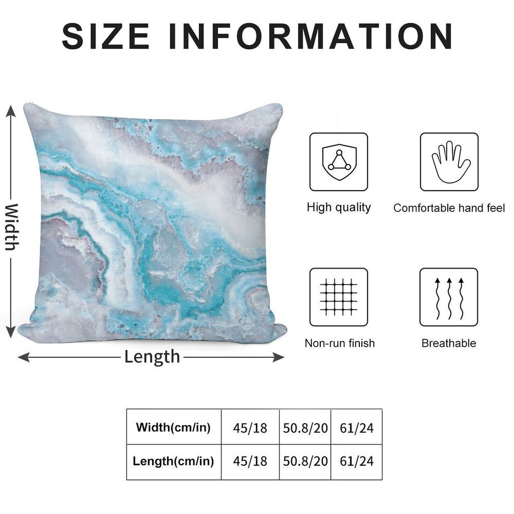 Luxury Mermaid Blue Faux Agate Marble Geode Gem Soft Easy Maintenance Throw Pillow