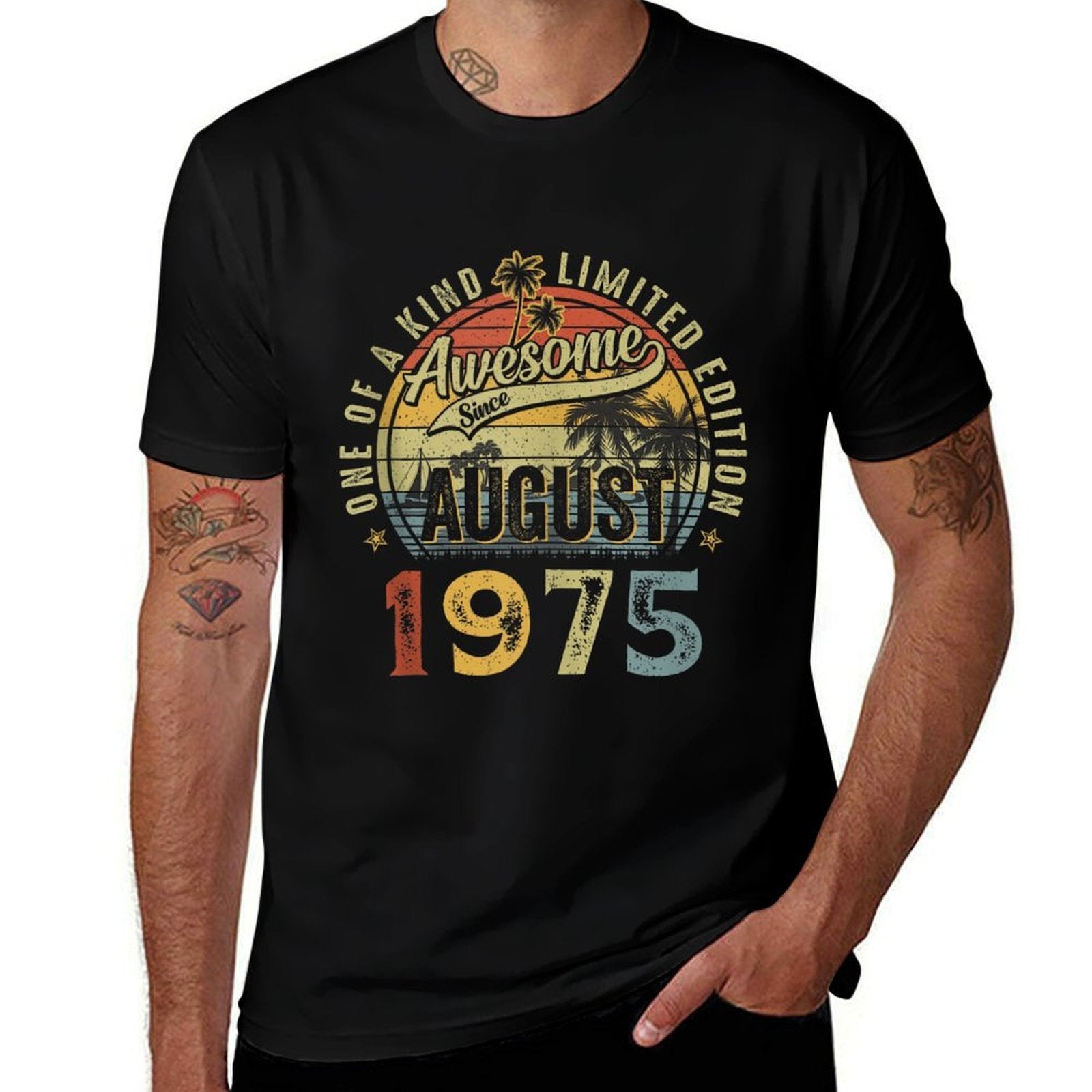 Awesome Since August 1975 Vintage Retro 50th Birthday Men Comfortable T-Shirt