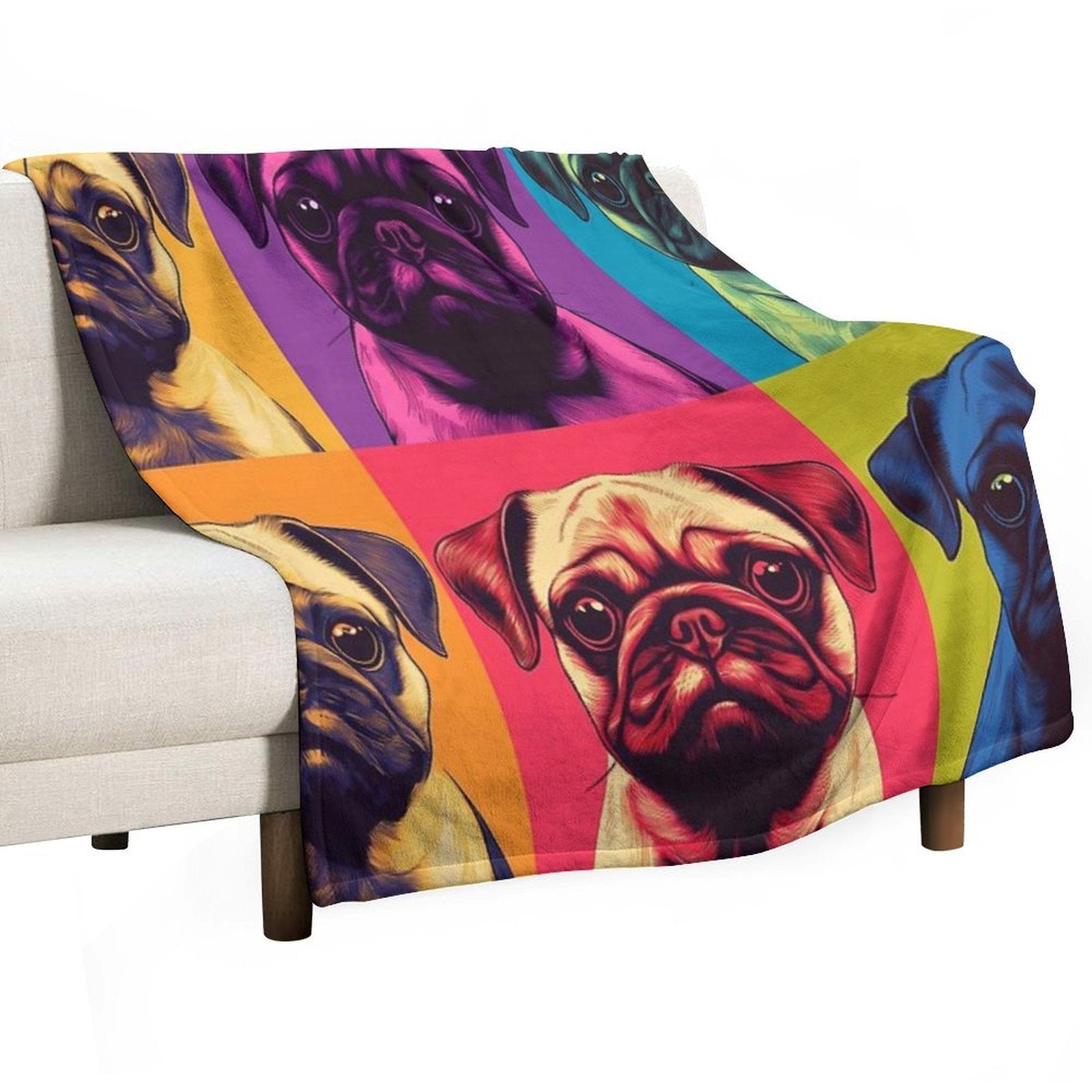 Pug II  -  Pop Art Machine-washable Throw Blanket