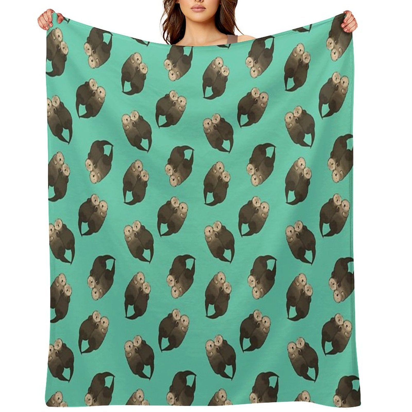 Significant Otters - Otters Holding Hands Anti-pilling Throw Blanket
