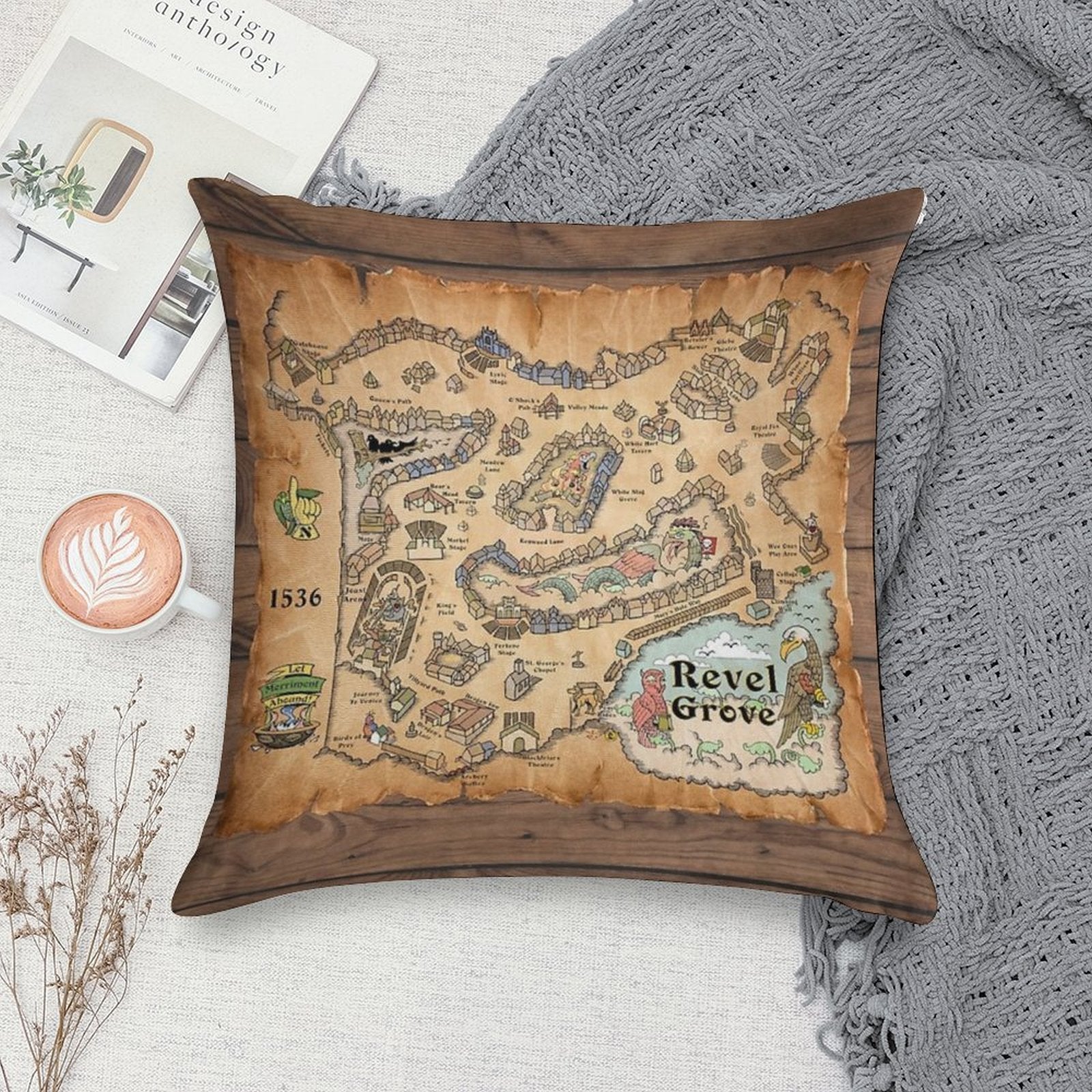 Map of Revel Grove - 1536 Part I Soft Hidden Zipper Throw Pillow