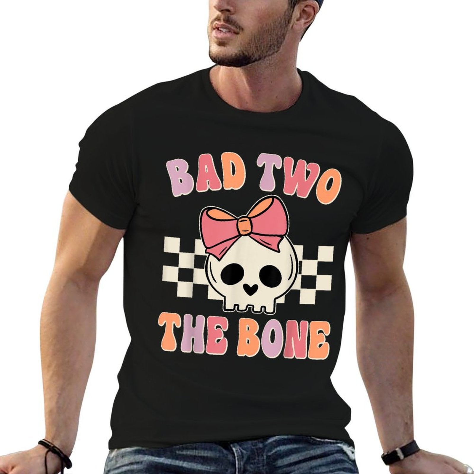Bad Two The Bone 2nd Birthday 2 Years Old Kid Girl  Heathered Texture T-Shirt