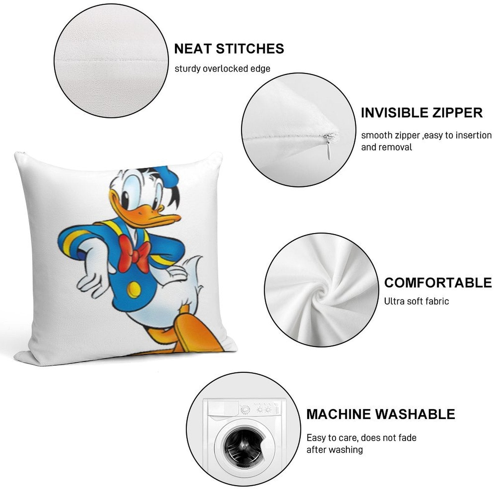 Donald Duck A Character of High Standing Soft Style Accent Throw Pillow