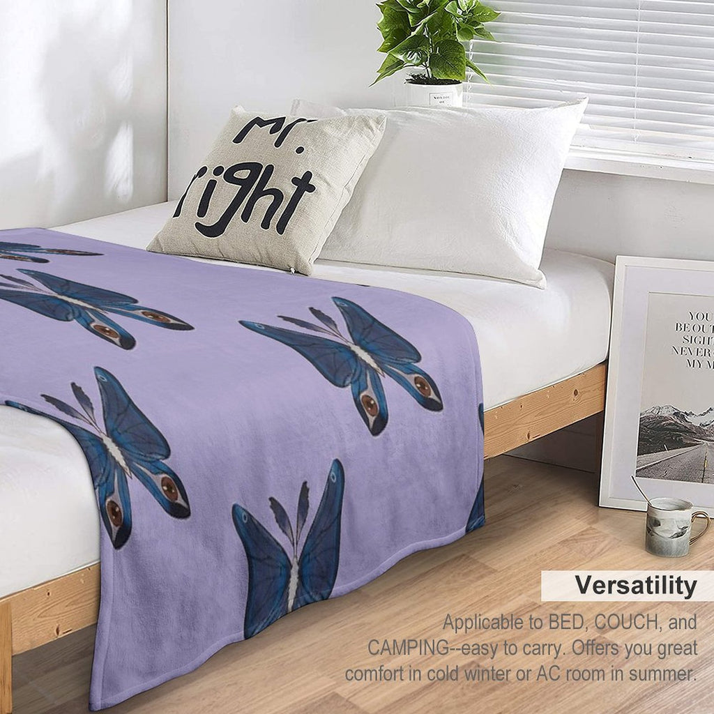 Purple Moth Shrink-resistant Throw Blanket