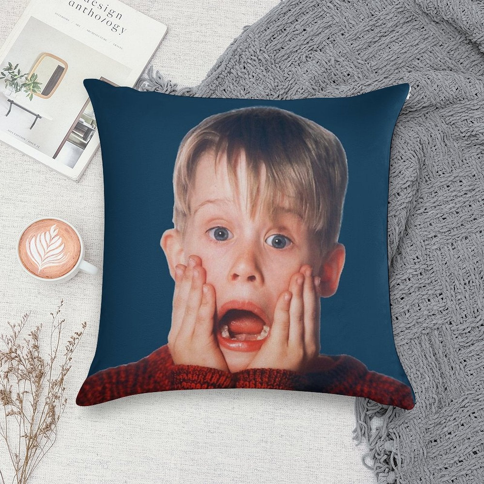 Kevin Mcallister Home Alone Scream Soft Fade-Resistant Throw Pillow