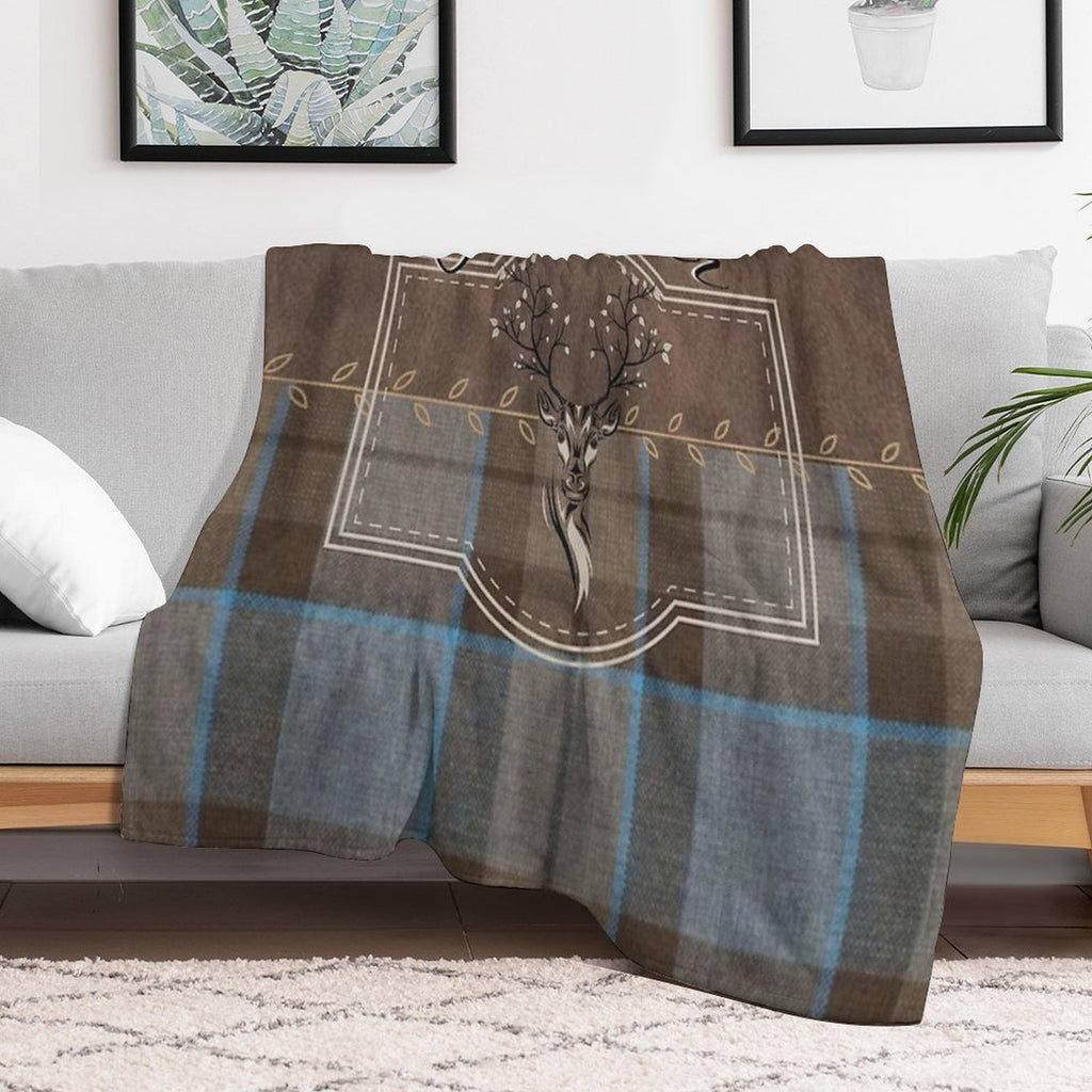 Outlander - Leather And Tartan with Stag Durable Throw Blanket