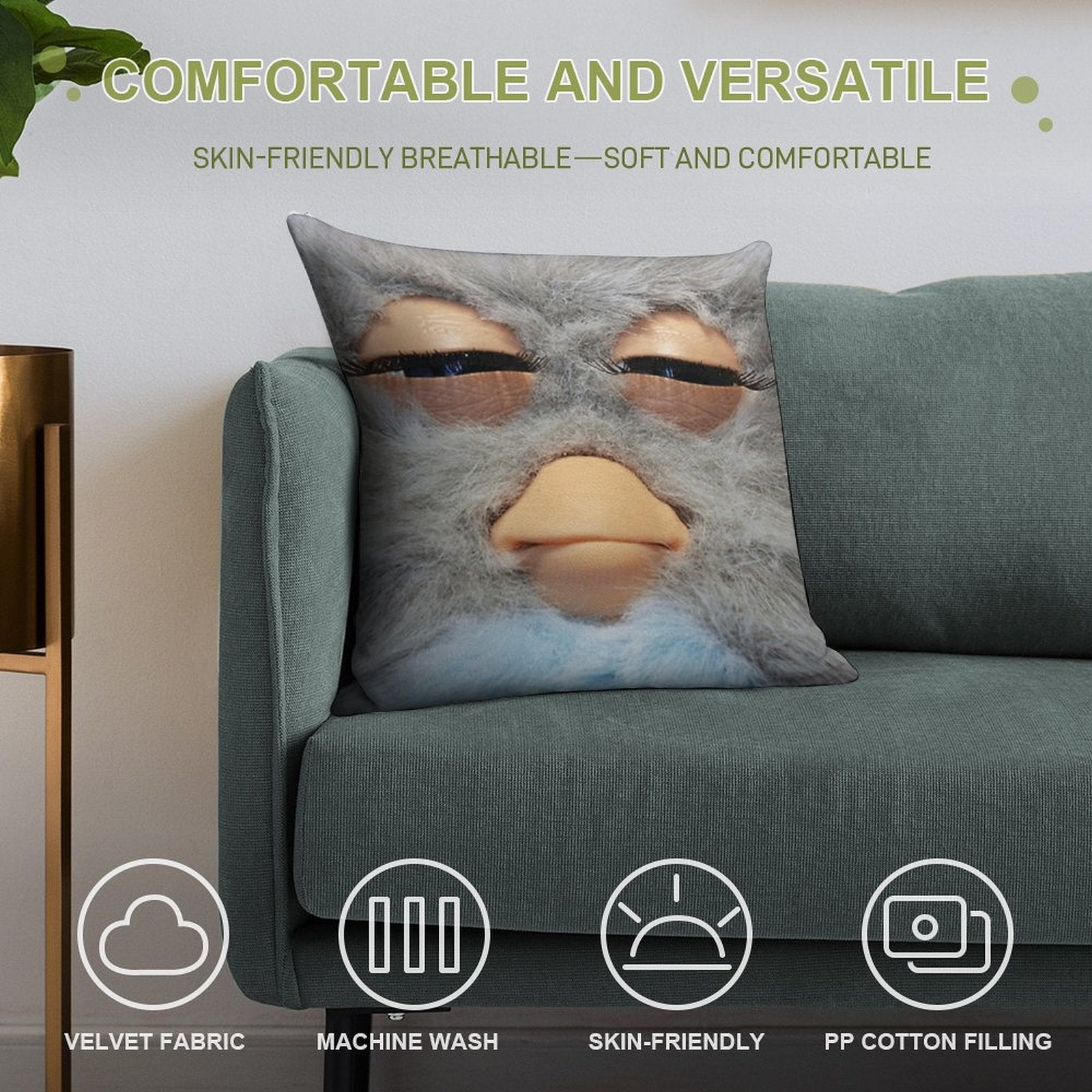 Furby Soft Reinforced Edging Throw Pillow