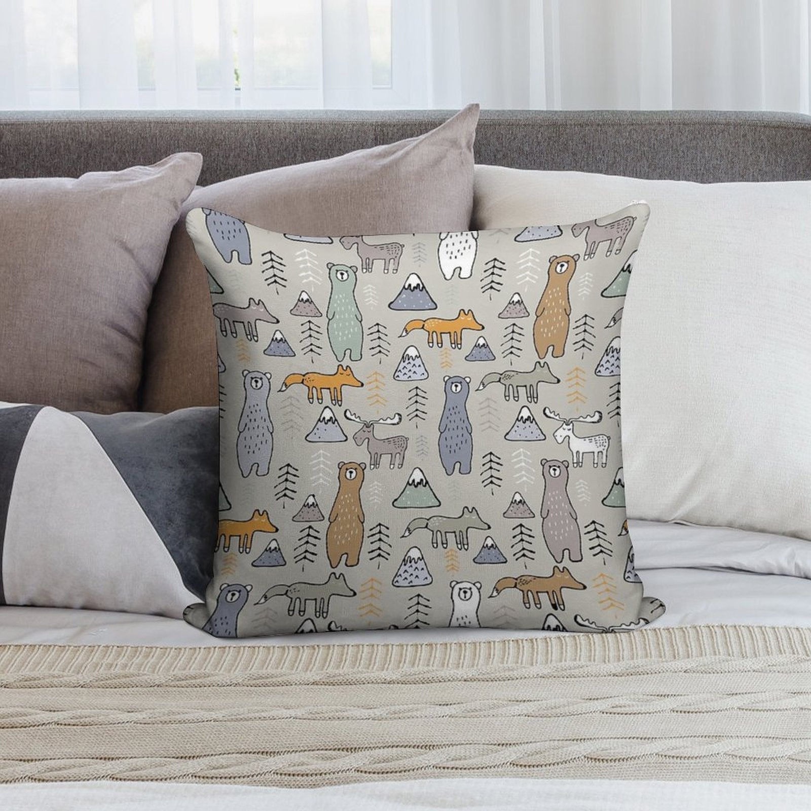 Bear Mountain Soft Decorative Cover Throw Pillow