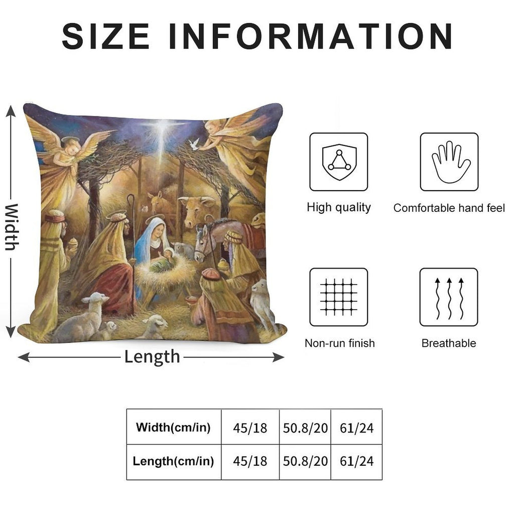 Christian Christmas Nativity Soft Multiple Sizes Throw Pillow