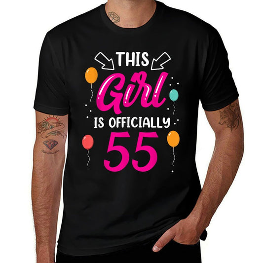 This Girl Is Officially 55 Girls Years Old Birthday Age  Moisture-wicking T-Shirt