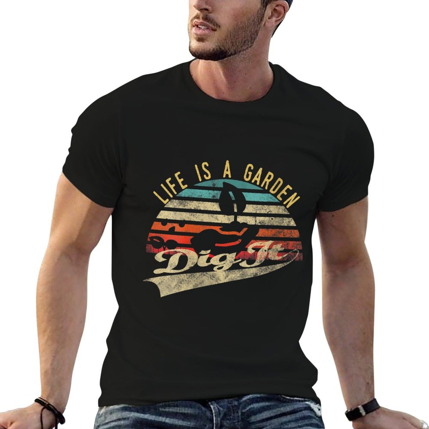 Womens Retro Vintage Farmer  Life Is A Garden Dig It  Cotton T-Shirt