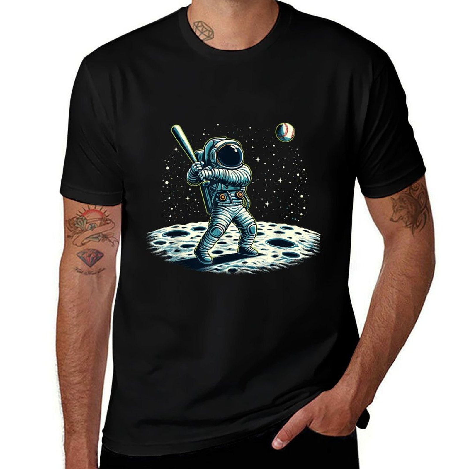 Baseball Novelty Astronaut Men Women Kids Funny Baseball  Trendy Pattern T-Shirt