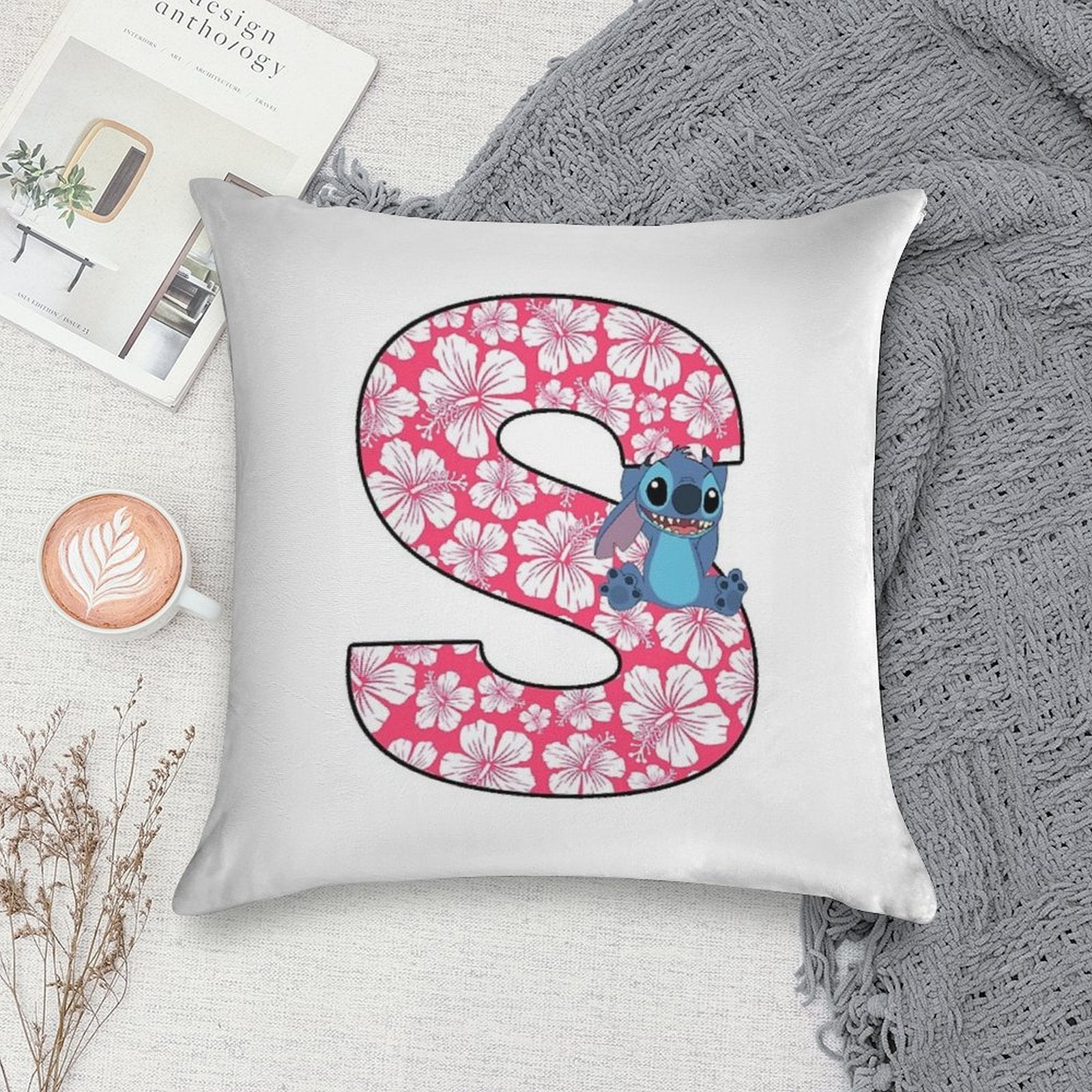 Lilo & Stitch Letter S Soft Washable Throw Pillow