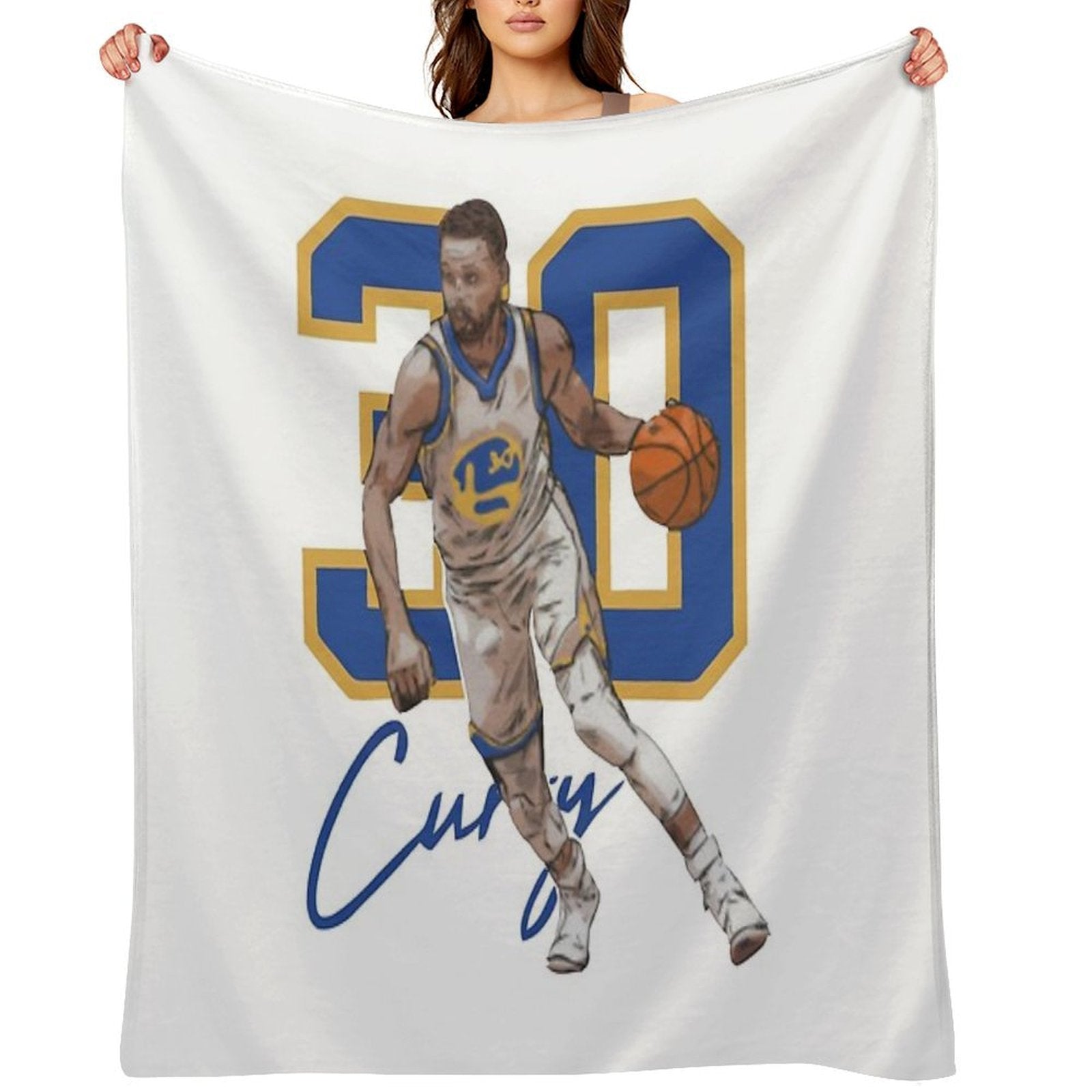 Stephen Curry Golden State Basketball Illustration Eco-conscious Throw Blanket
