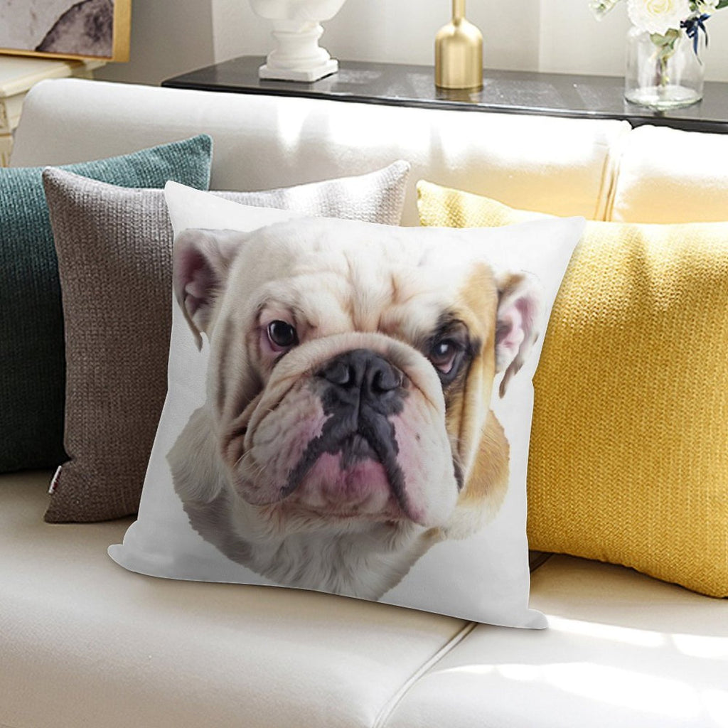 English Bulldog Head Soft Bedroom Essential Throw Pillow