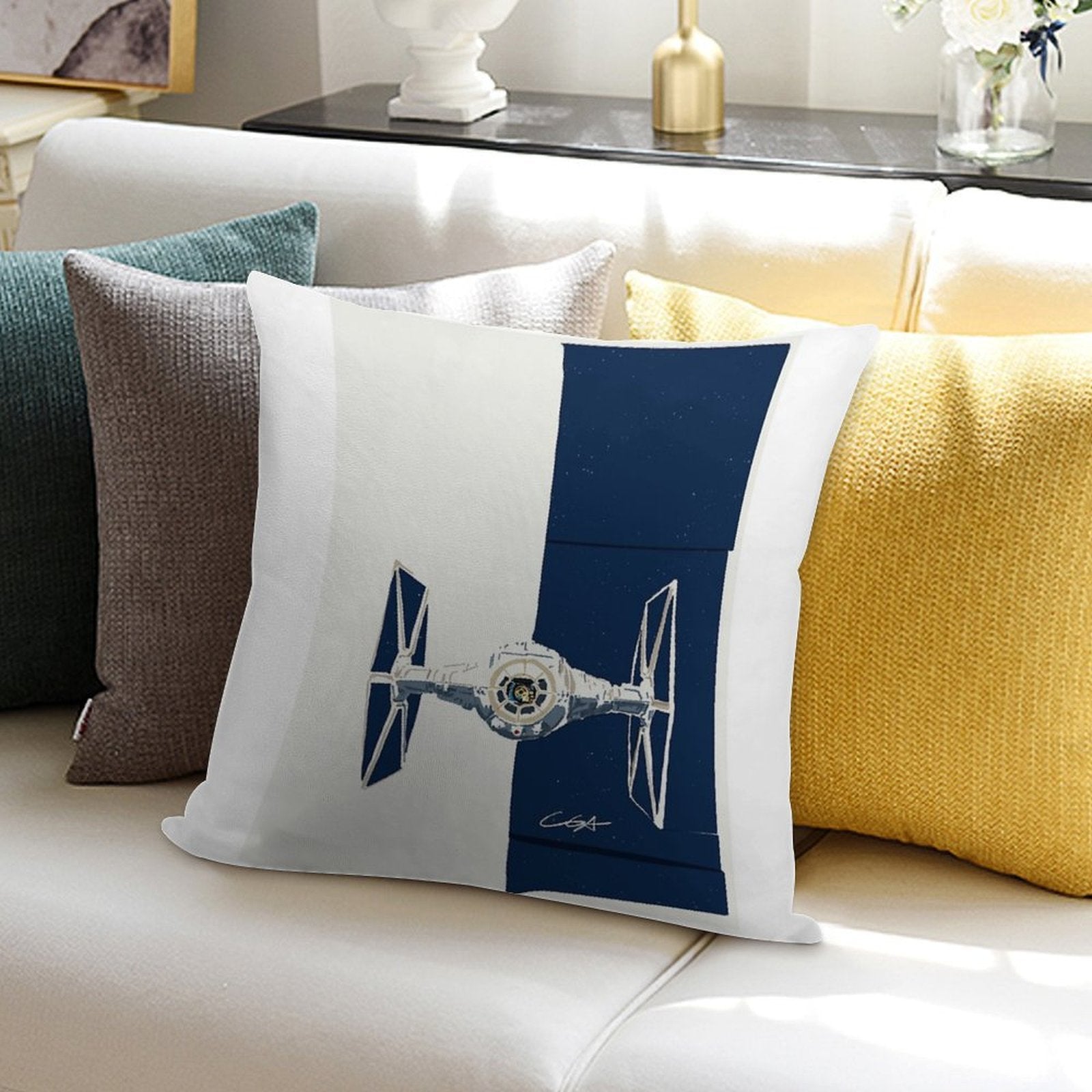 Tie Fighter Soft Hidden Zipper Throw Pillow