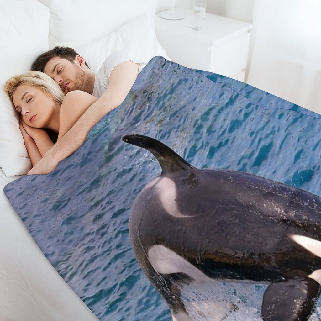Killer Whale Orca Jumping Gift-ready Throw Blanket