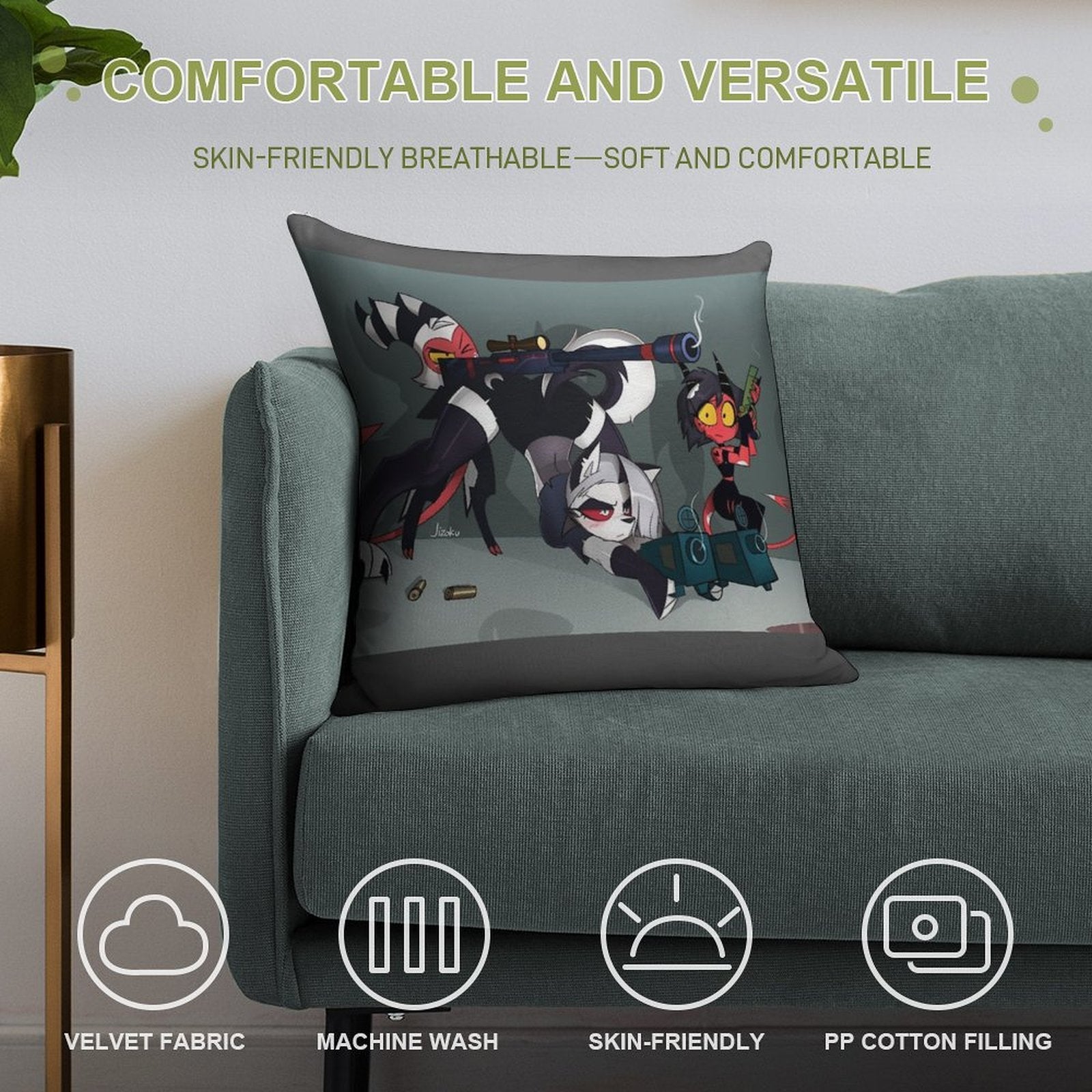 Bang! - Loona X Moxxie Soft Washable Throw Pillow