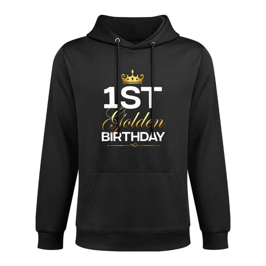 1st B-Day Golden Birthday Age Crown 1 Year Old Birthday Premium Kangaroo Pocket Hoodie