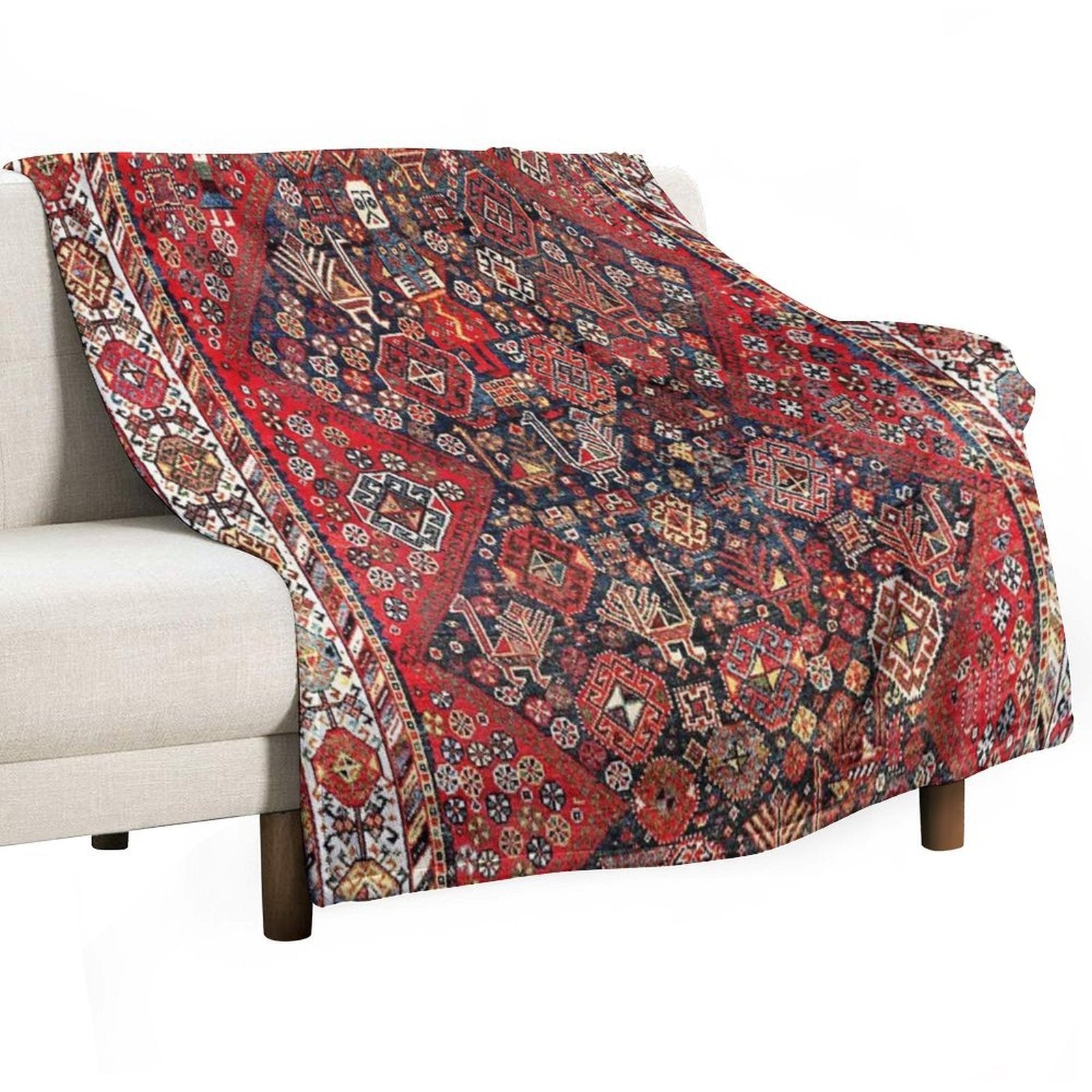 Qashqa’i Fars Southwest Persian Nomad Rug Print Premium Throw Blanket