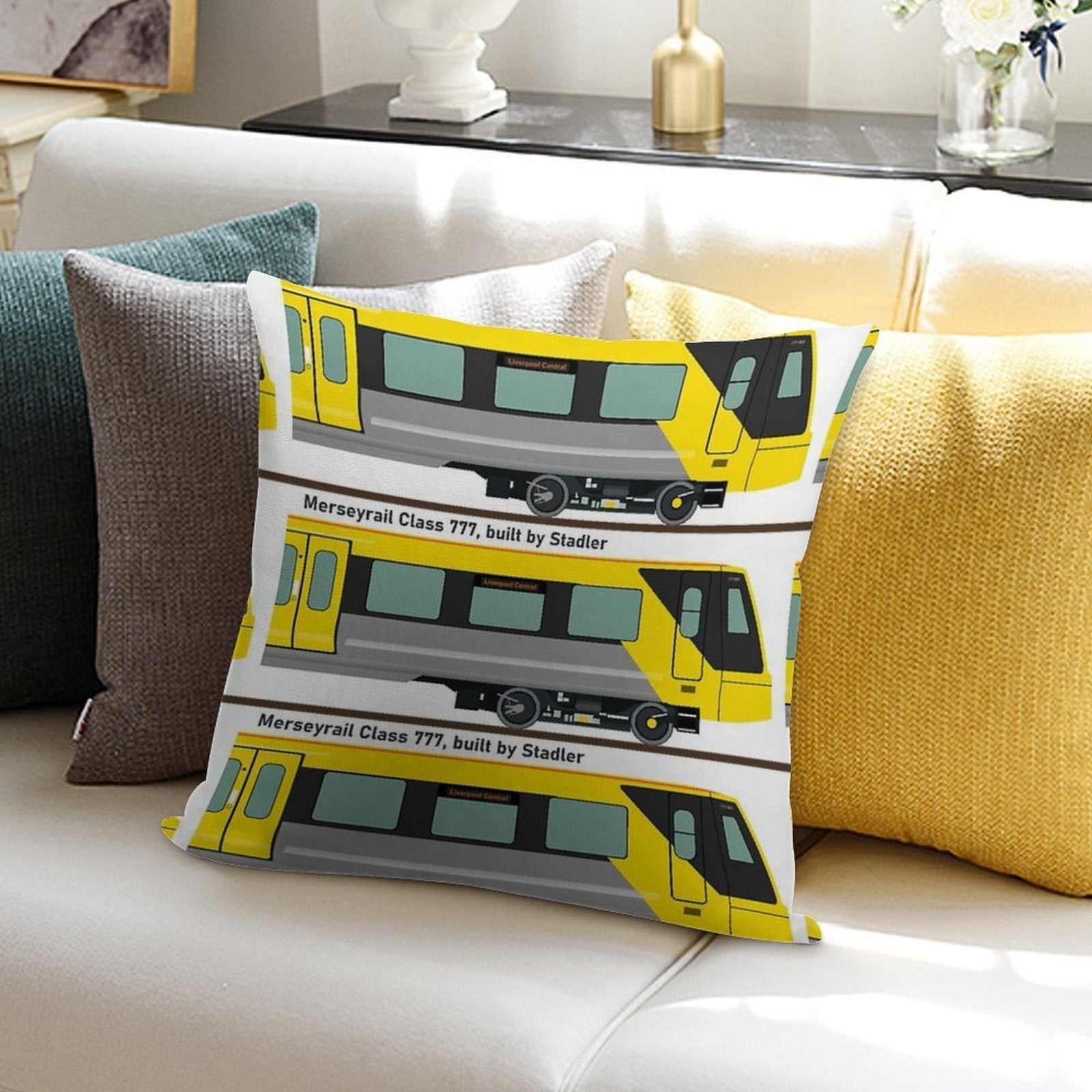 Merseyrail Class 777 Profile Soft Shrink-Resistant Throw Pillow