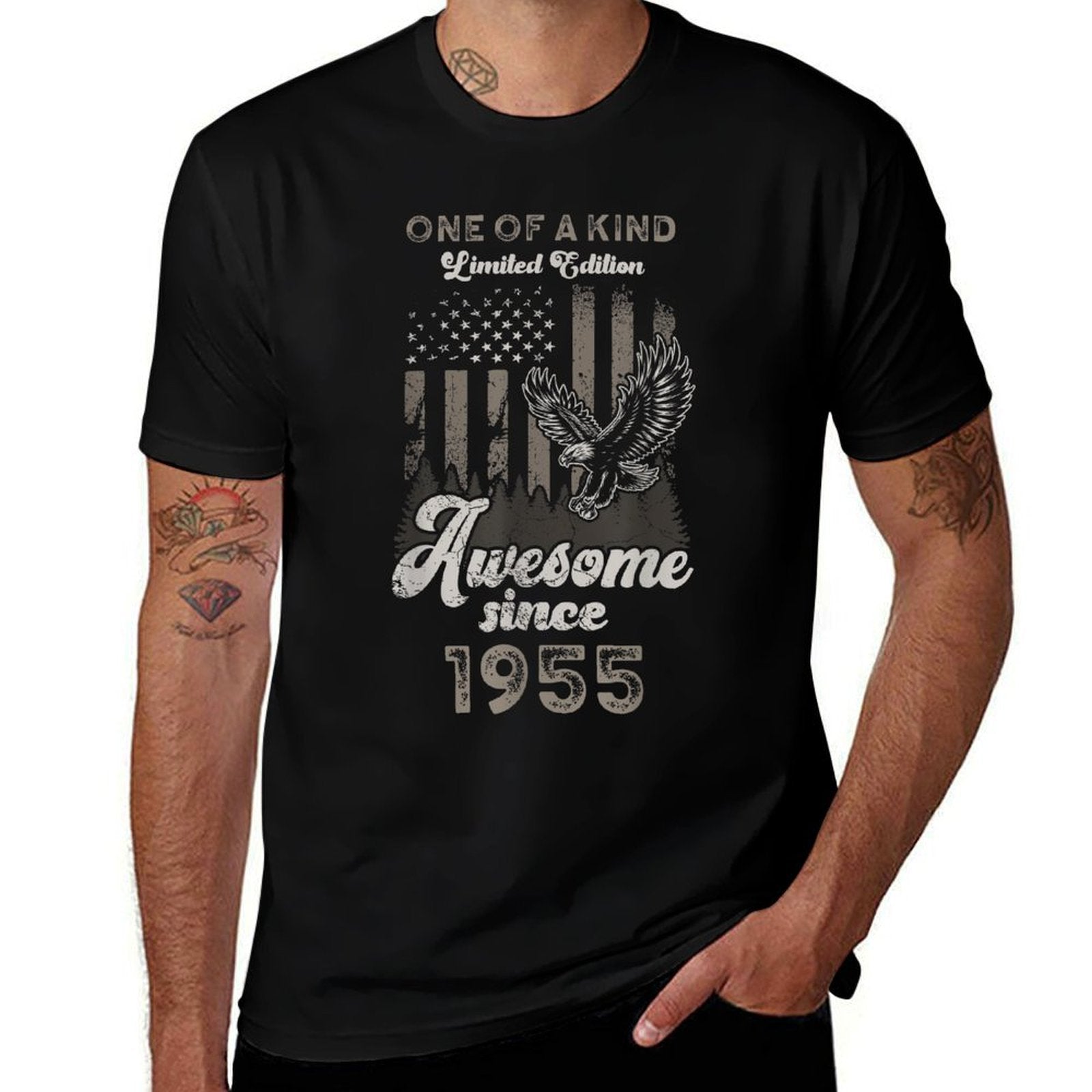 Awesome Since 1955 American 70th Birthday Patriotic  Vintage-inspired T-Shirt