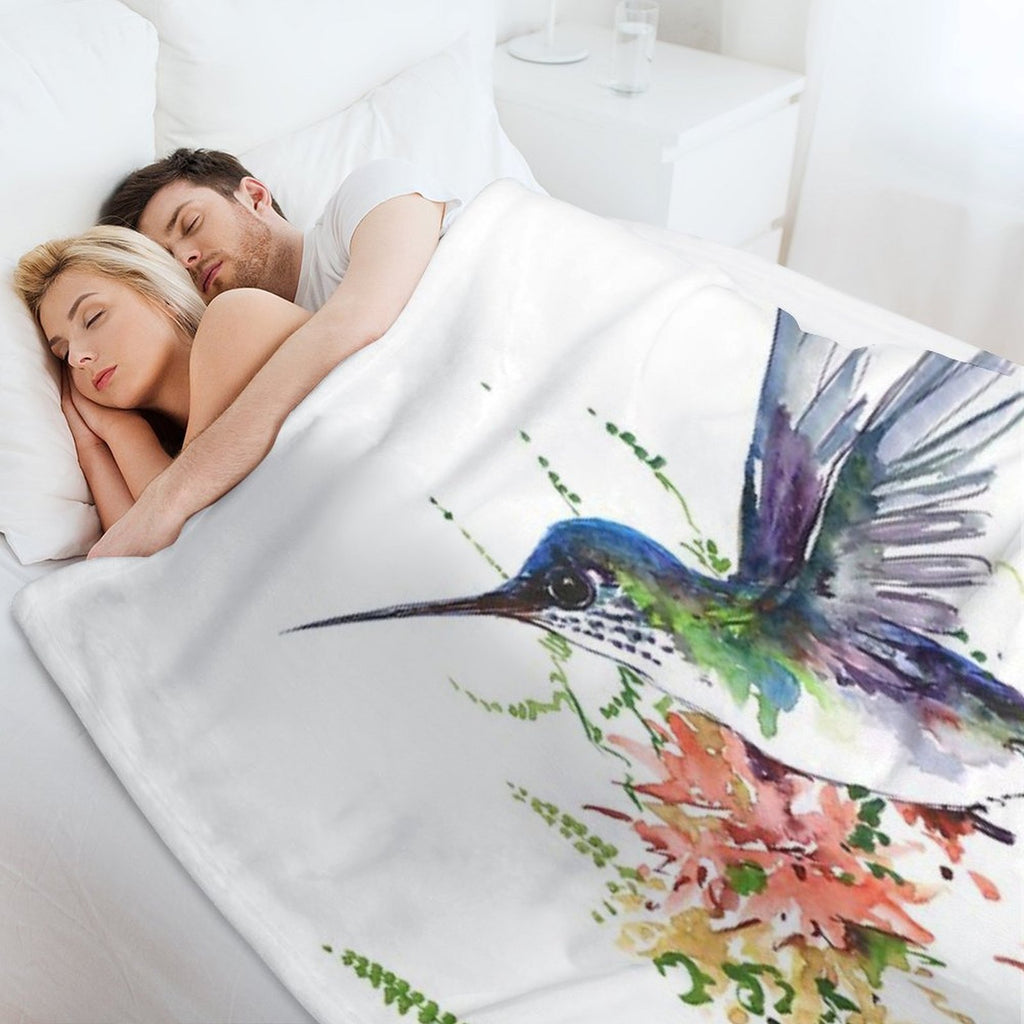 Hummingbird And Flowers Compact Throw Blanket