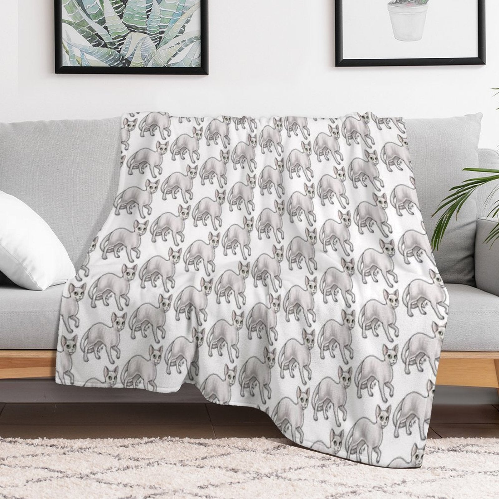 Cat - Devon Rex - White Gift-ready Throw Blanket