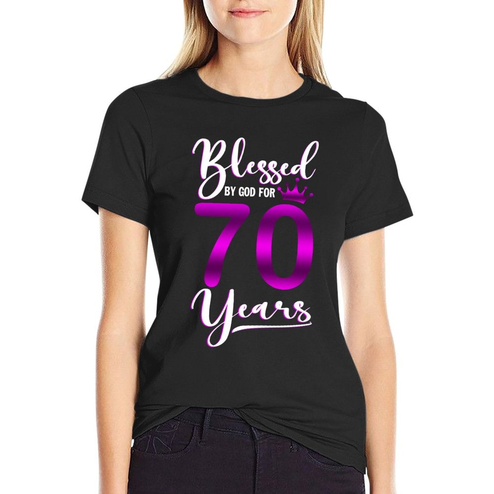 Vintage Blessed by God For 70 Years Old Happy 70th Birthday  Easy-care T-Shirt
