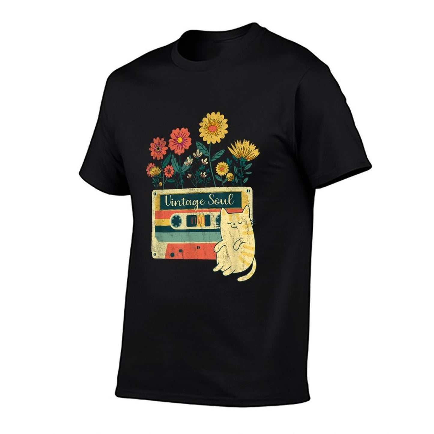 Vintage Cat for Women - Retro Soul Flowers Wildflower  Classic T-Shirt