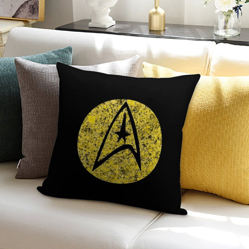 Star Trek TOS Command Gold Insignia Paint Splatter Soft Easy Maintenance Throw Pillow