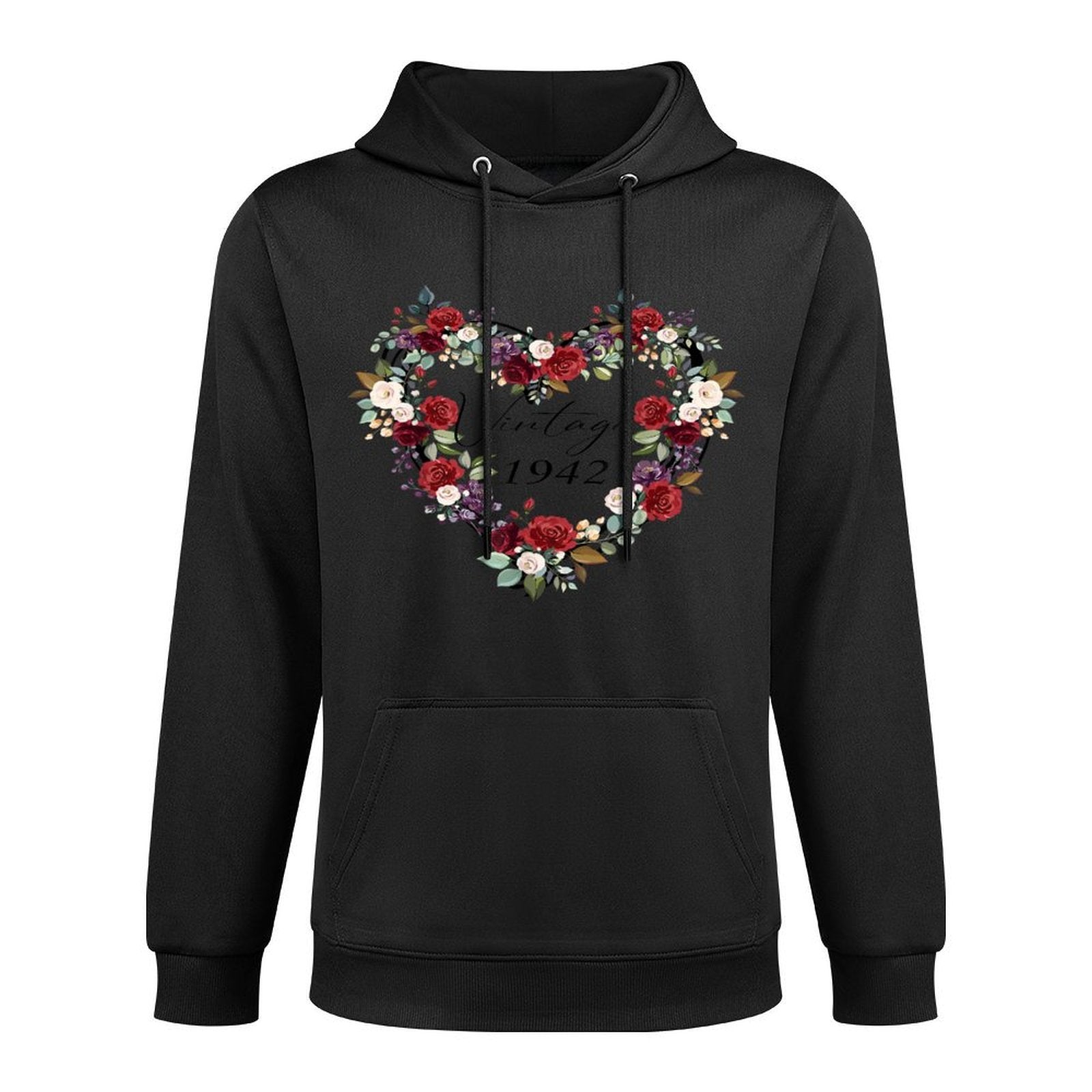 Happy Birthday Vintage 1942 Birthday Floral Flower For Women Cotton-Polyester Blend Hoodie