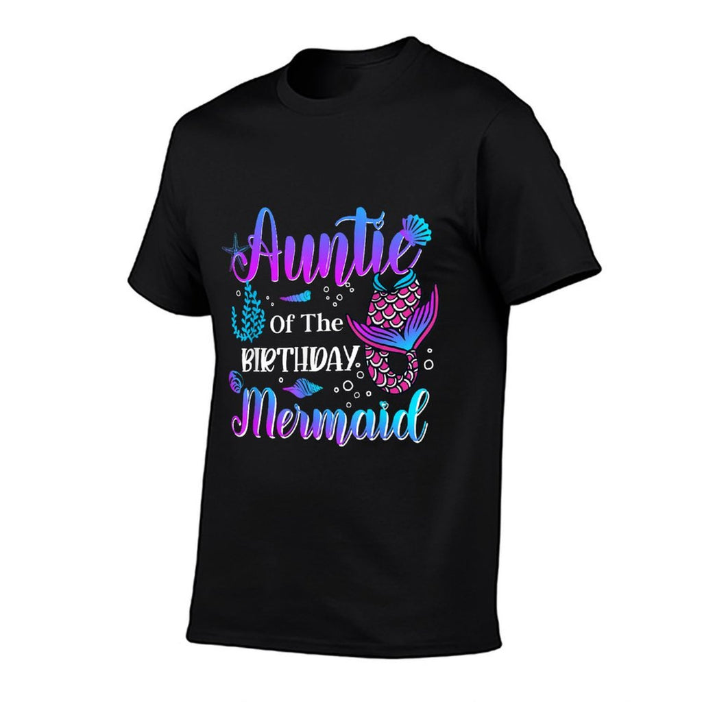 Auntie of The Birthday Mermaid Funny Matching Family Mermaid  Heathered Texture T-Shirt
